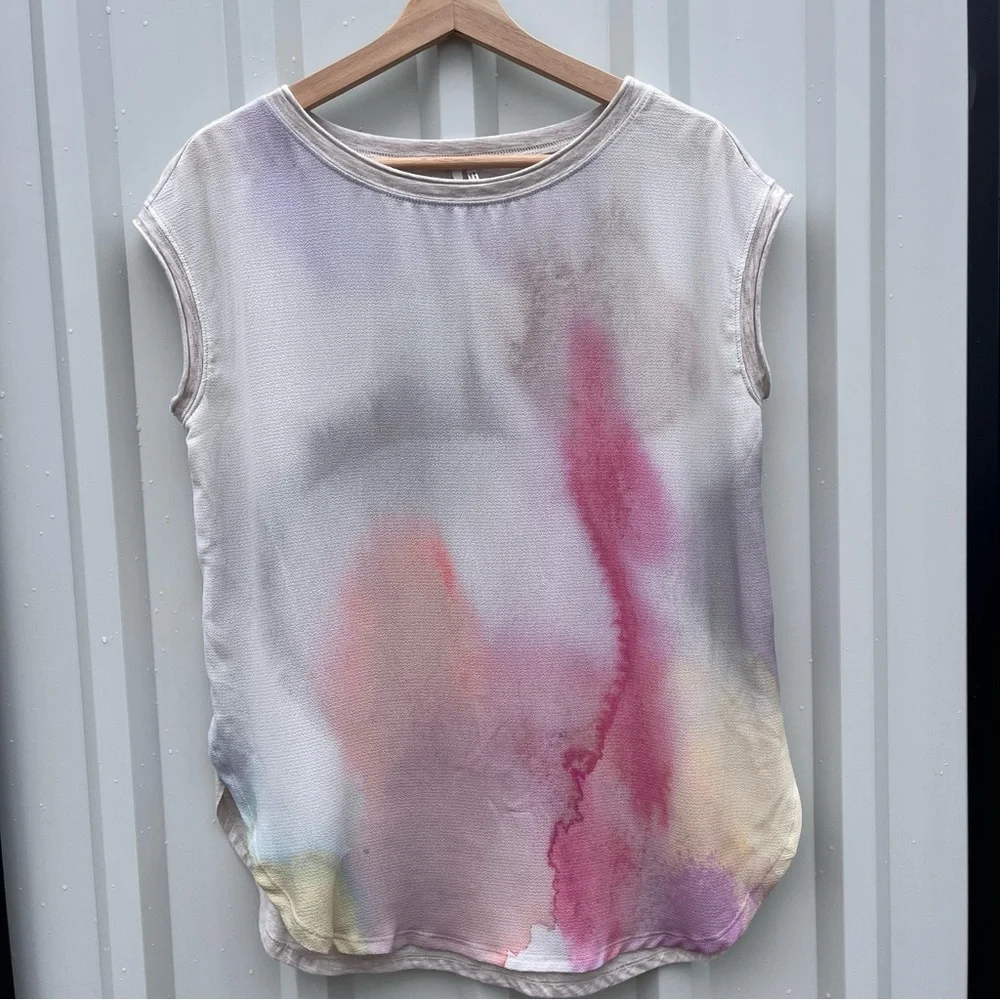 Anthropologie Blouse Tie Dye Tuscany Boatneck Gray Sleeveless Tunic Womens S - Picture 11 of 12